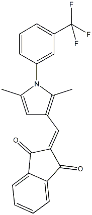 2-({2,5-dimethyl-1-[3-(trifluoromethyl)phenyl]-1H-pyrrol-3-yl}methylene)-1H-indene-1,3(2H)-dione 结构式