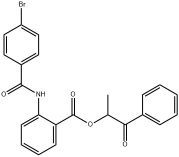 1-methyl-2-oxo-2-phenylethyl 2-[(4-bromobenzoyl)amino]benzoate 化学構造式