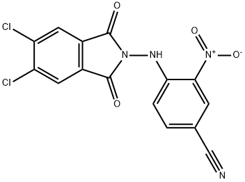 4-[(5,6-dichloro-1,3-dioxo-1,3-dihydro-2H-isoindol-2-yl)amino]-3-nitrobenzonitrile Struktur