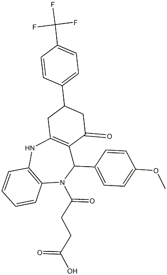 4-{11-(4-methoxyphenyl)-1-oxo-3-[4-(trifluoromethyl)phenyl]-1,2,3,4,5,11-hexahydro-10H-dibenzo[b,e][1,4]diazepin-10-yl}-4-oxobutanoic acid,355430-54-5,结构式