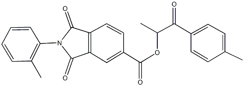 1-methyl-2-(4-methylphenyl)-2-oxoethyl 2-(2-methylphenyl)-1,3-dioxoisoindoline-5-carboxylate 化学構造式