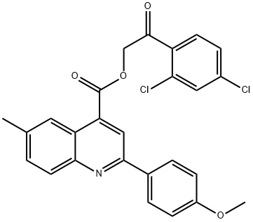 2-(2,4-dichlorophenyl)-2-oxoethyl 2-(4-methoxyphenyl)-6-methyl-4-quinolinecarboxylate 化学構造式