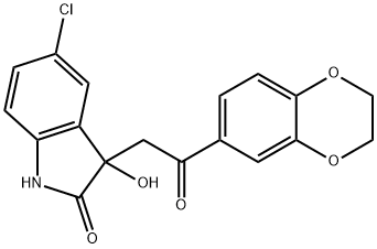 5-chloro-3-[2-(2,3-dihydro-1,4-benzodioxin-6-yl)-2-oxoethyl]-3-hydroxy-1,3-dihydro-2H-indol-2-one 结构式