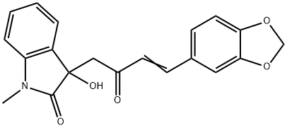 3-[4-(1,3-benzodioxol-5-yl)-2-oxo-3-butenyl]-3-hydroxy-1-methyl-1,3-dihydro-2H-indol-2-one 结构式