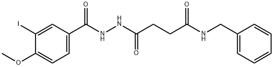 N-benzyl-4-[2-(3-iodo-4-methoxybenzoyl)hydrazino]-4-oxobutanamide Struktur