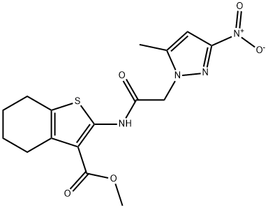 355804-87-4 methyl 2-[({3-nitro-5-methyl-1H-pyrazol-1-yl}acetyl)amino]-4,5,6,7-tetrahydro-1-benzothiophene-3-carboxylate