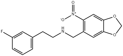 2-(3-fluorophenyl)-N-[(6-nitro-1,3-benzodioxol-5-yl)methyl]ethanamine Struktur