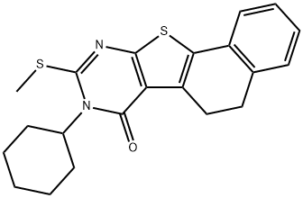 8-cyclohexyl-9-(methylsulfanyl)-5,8-dihydronaphtho[2',1':4,5]thieno[2,3-d]pyrimidin-7(6H)-one 化学構造式