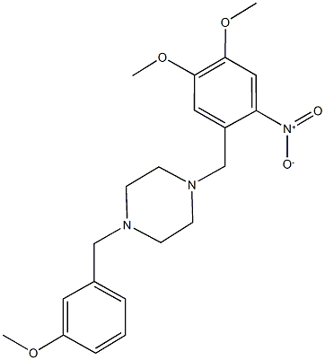 1-{2-nitro-4,5-dimethoxybenzyl}-4-(3-methoxybenzyl)piperazine Structure