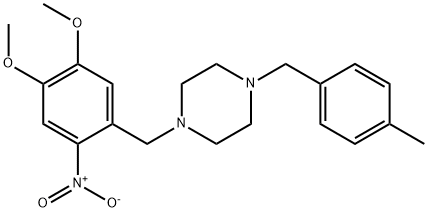 1-{2-nitro-4,5-dimethoxybenzyl}-4-(4-methylbenzyl)piperazine Struktur