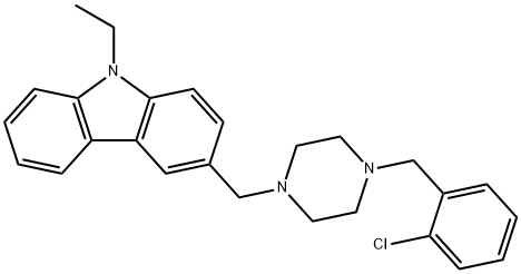 3-{[4-(2-chlorobenzyl)-1-piperazinyl]methyl}-9-ethyl-9H-carbazole 结构式