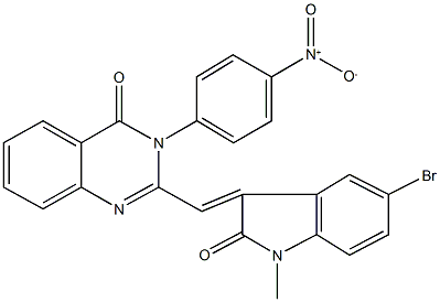 2-[(5-bromo-1-methyl-2-oxo-1,2-dihydro-3H-indol-3-ylidene)methyl]-3-{4-nitrophenyl}-4(3H)-quinazolinone Structure