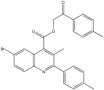 2-(4-methylphenyl)-2-oxoethyl 6-bromo-3-methyl-2-(4-methylphenyl)-4-quinolinecarboxylate,355825-20-6,结构式