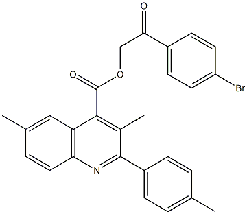 2-(4-bromophenyl)-2-oxoethyl 3,6-dimethyl-2-(4-methylphenyl)-4-quinolinecarboxylate 化学構造式