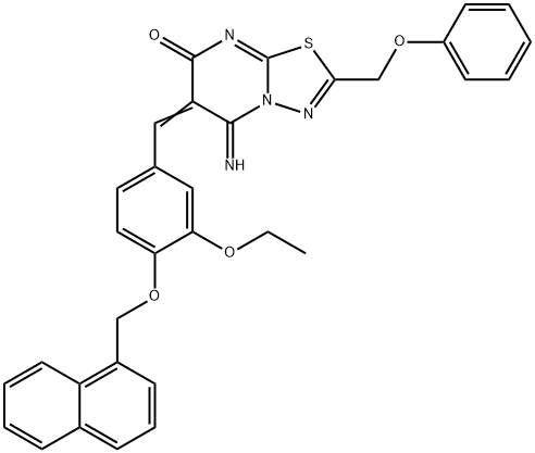 6-[3-ethoxy-4-(1-naphthylmethoxy)benzylidene]-5-imino-2-(phenoxymethyl)-5,6-dihydro-7H-[1,3,4]thiadiazolo[3,2-a]pyrimidin-7-one Structure