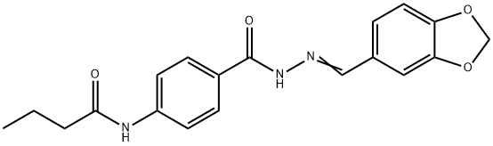 N-(4-{[2-(1,3-benzodioxol-5-ylmethylene)hydrazino]carbonyl}phenyl)butanamide Struktur