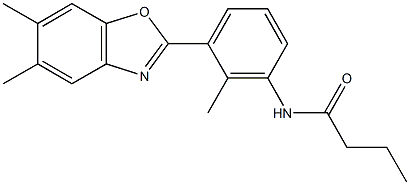 N-[3-(5,6-dimethyl-1,3-benzoxazol-2-yl)-2-methylphenyl]butanamide 化学構造式