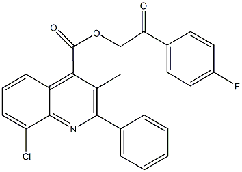 2-(4-fluorophenyl)-2-oxoethyl 8-chloro-3-methyl-2-phenyl-4-quinolinecarboxylate Struktur