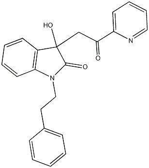 3-hydroxy-3-[2-oxo-2-(2-pyridinyl)ethyl]-1-(2-phenylethyl)-1,3-dihydro-2H-indol-2-one,356080-83-6,结构式