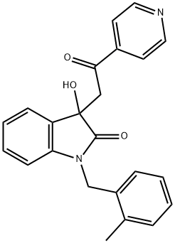 3-hydroxy-1-(2-methylbenzyl)-3-[2-oxo-2-(4-pyridinyl)ethyl]-1,3-dihydro-2H-indol-2-one 化学構造式