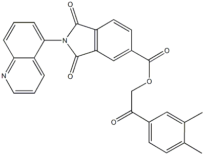 2-(3,4-dimethylphenyl)-2-oxoethyl 1,3-dioxo-2-(5-quinolinyl)-5-isoindolinecarboxylate 化学構造式