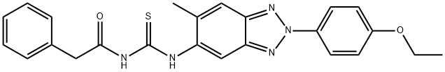 N-[2-(4-ethoxyphenyl)-6-methyl-2H-1,2,3-benzotriazol-5-yl]-N'-(phenylacetyl)thiourea 化学構造式