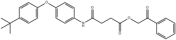 2-oxo-2-phenylethyl 4-[4-(4-tert-butylphenoxy)anilino]-4-oxobutanoate 化学構造式