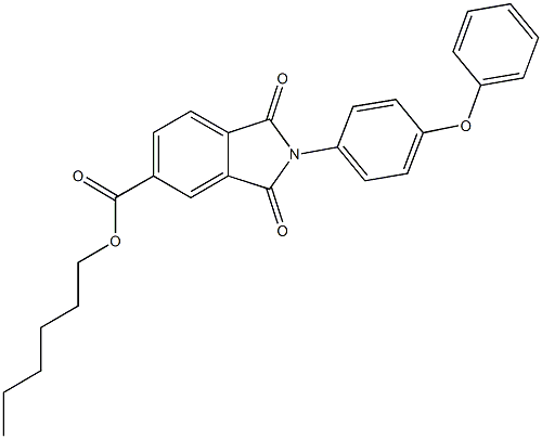 hexyl 1,3-dioxo-2-(4-phenoxyphenyl)-5-isoindolinecarboxylate Struktur
