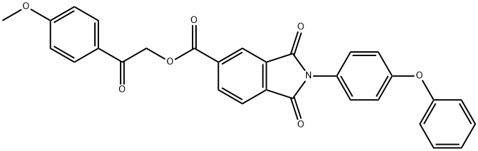 2-(4-methoxyphenyl)-2-oxoethyl 1,3-dioxo-2-(4-phenoxyphenyl)isoindoline-5-carboxylate Struktur