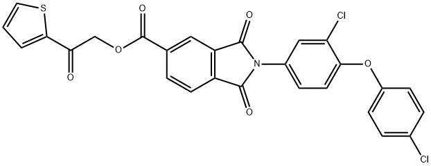 2-oxo-2-(2-thienyl)ethyl 2-[3-chloro-4-(4-chlorophenoxy)phenyl]-1,3-dioxo-5-isoindolinecarboxylate Struktur