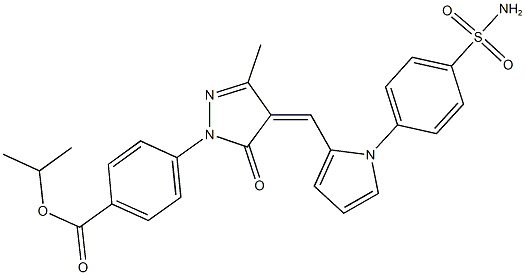 isopropyl 4-[4-({1-[4-(aminosulfonyl)phenyl]-1H-pyrrol-2-yl}methylene)-3-methyl-5-oxo-4,5-dihydro-1H-pyrazol-1-yl]benzoate Structure