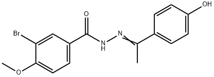 3-bromo-N'-[1-(4-hydroxyphenyl)ethylidene]-4-methoxybenzohydrazide 化学構造式