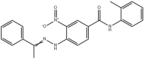 3-nitro-N-(2-methylphenyl)-4-[2-(1-phenylethylidene)hydrazino]benzamide 结构式