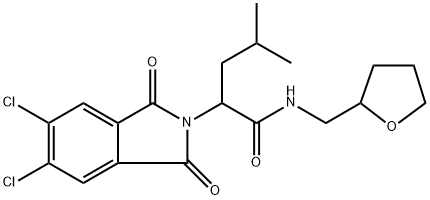 2-(5,6-dichloro-1,3-dioxo-1,3-dihydro-2H-isoindol-2-yl)-4-methyl-N-(tetrahydrofuran-2-ylmethyl)pentanamide Struktur