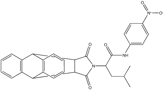 2-(16,18-dioxo-17-azapentacyclo[6.6.5.0~2,7~.0~9,14~.0~15,19~]nonadeca-2,4,6,9,11,13-hexaen-17-yl)-N-{4-nitrophenyl}-4-methylpentanamide 化学構造式