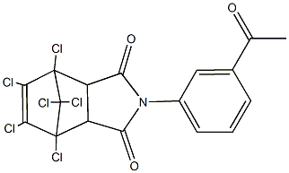 4-(3-acetylphenyl)-1,7,8,9,10,10-hexachloro-4-azatricyclo[5.2.1.0~2,6~]dec-8-ene-3,5-dione 化学構造式