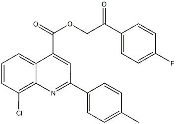 2-(4-fluorophenyl)-2-oxoethyl 8-chloro-2-(4-methylphenyl)-4-quinolinecarboxylate 化学構造式