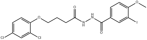 N'-[4-(2,4-dichlorophenoxy)butanoyl]-3-iodo-4-methoxybenzohydrazide Struktur