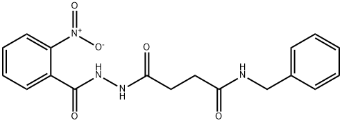 N-benzyl-4-(2-{2-nitrobenzoyl}hydrazino)-4-oxobutanamide 结构式