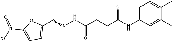 N-(3,4-dimethylphenyl)-4-[2-({5-nitro-2-furyl}methylene)hydrazino]-4-oxobutanamide 化学構造式