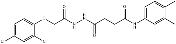 4-{2-[(2,4-dichlorophenoxy)acetyl]hydrazino}-N-(3,4-dimethylphenyl)-4-oxobutanamide Struktur