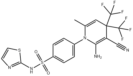 4-(2-amino-3-cyano-6-methyl-4,4-bis(trifluoromethyl)-1(4H)-pyridinyl)-N-(1,3-thiazol-2-yl)benzenesulfonamide Structure
