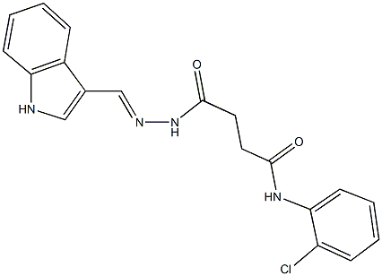 N-(2-chlorophenyl)-4-[2-(1H-indol-3-ylmethylene)hydrazino]-4-oxobutanamide 化学構造式