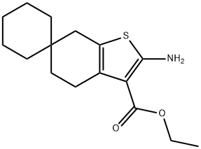 ethyl 2-amino-4,5,6,7-tetrahydrospiro[1-benzothiophene-6,1'-cyclohexane]-3-carboxylate Struktur