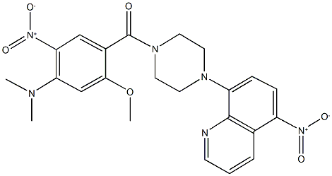 8-(4-{4-(dimethylamino)-5-nitro-2-methoxybenzoyl}-1-piperazinyl)-5-nitroquinoline,357188-24-0,结构式