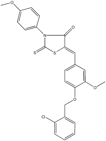 5-{4-[(2-chlorobenzyl)oxy]-3-methoxybenzylidene}-3-(4-methoxyphenyl)-2-thioxo-1,3-thiazolidin-4-one,357203-69-1,结构式