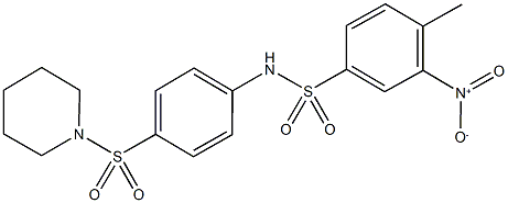 3-nitro-4-methyl-N-[4-(1-piperidinylsulfonyl)phenyl]benzenesulfonamide 化学構造式