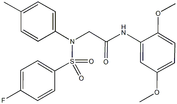 N-[2,5-bis(methyloxy)phenyl]-2-[[(4-fluorophenyl)sulfonyl](4-methylphenyl)amino]acetamide 结构式