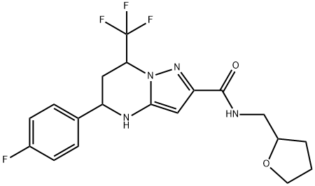 5-(4-fluorophenyl)-N-(tetrahydro-2-furanylmethyl)-7-(trifluoromethyl)-4,5,6,7-tetrahydropyrazolo[1,5-a]pyrimidine-2-carboxamide 结构式