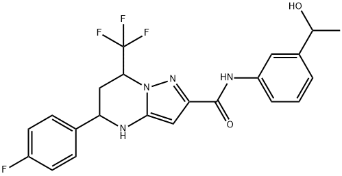 5-(4-fluorophenyl)-N-[3-(1-hydroxyethyl)phenyl]-7-(trifluoromethyl)-4,5,6,7-tetrahydropyrazolo[1,5-a]pyrimidine-2-carboxamide,357293-47-1,结构式